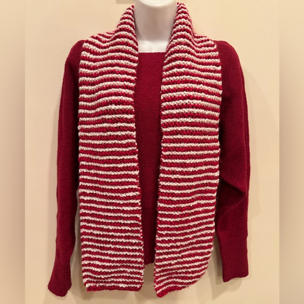 NWOT Handmade Candy Cane Scarf/Striped Red White/Holiday/Christmas/Winter/Warm